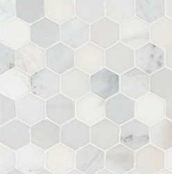 Premium Impressions Marble Mosaics Arabescato Carrara 2" Hex Honed